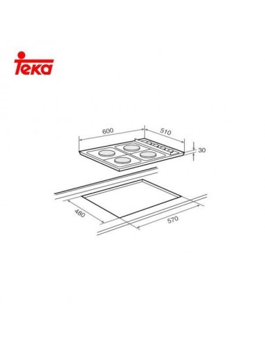 Teka Encimera Mixta Gas E6033G1P 3 Fuegos 1 Zona Inox 60cm Gas Natural Teka - 2