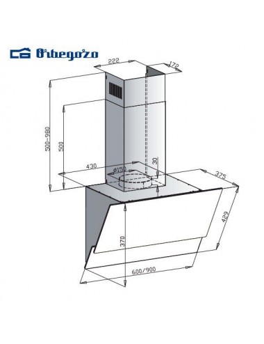 Orbegozo Campana Decorativa DS76190N 90cm Cristal Negro 642m3/h Clase A Orbegozo - 2