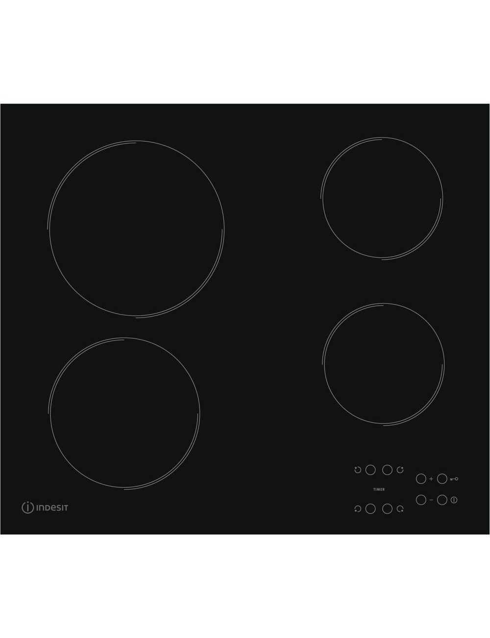 Indesit Encimera Vitrocerámica RI161C 4 Zonas 60cm Biselada Indesit - 1