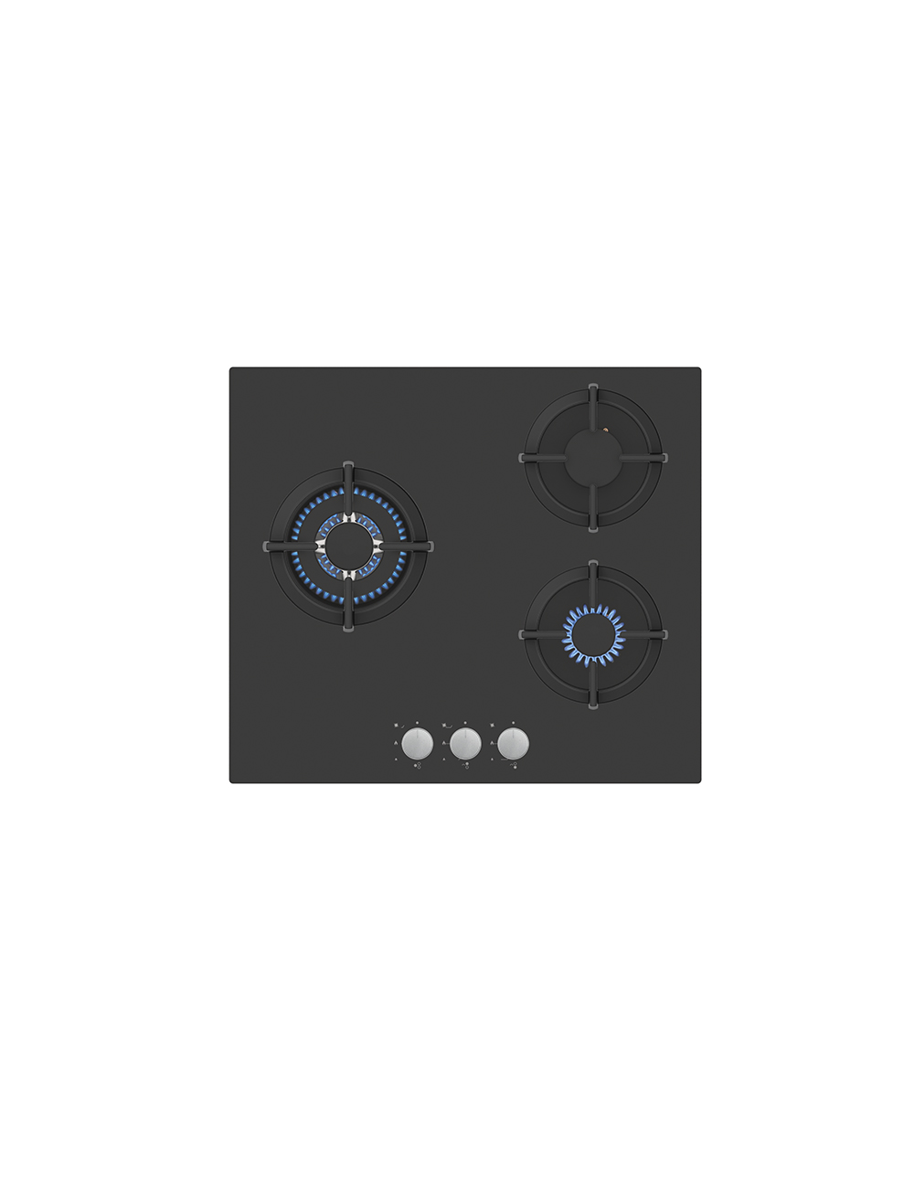 Vitrokitchen Encimera CristalGas CG65NN 3 Fuegos 60cm Cristal Negro Gas Natural Vitrokitchen - 1