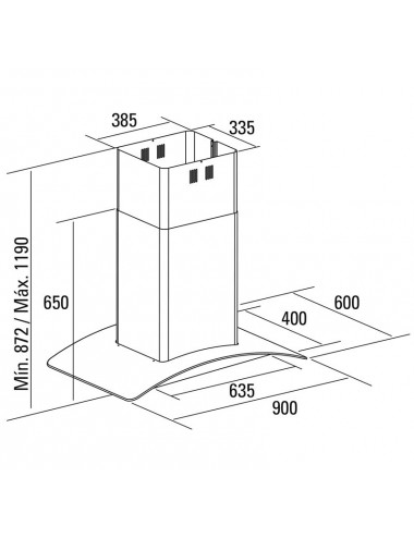 Campana Isla Cata Gamma 90cm Inox Cristal