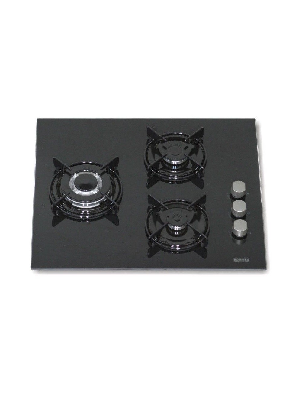 Rommer Encimera CristalGas VG3FG 3 Fuegos 60cm Cristal Negro Rommer - 1