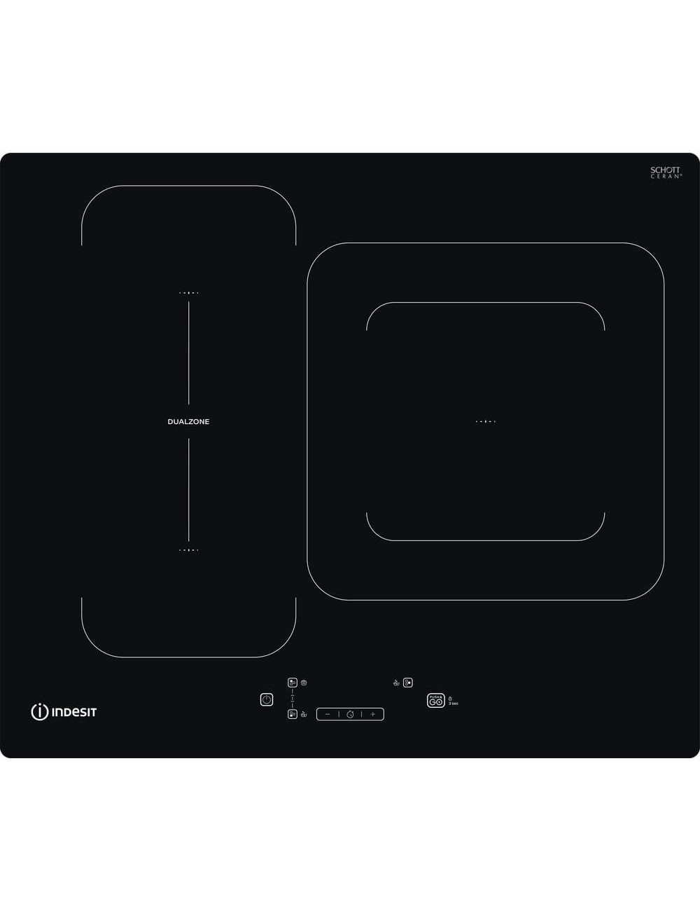 Indesit Encimera Inducción IB44Q60NE 3 Zonas Flex 60cm Biselada Indesit - 1