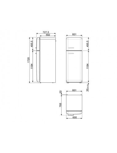 Smeg Frigorífico 2 Puertas FAB30ROR5 Bombino 1’72m Naranja 294L Clase D Smeg - 4