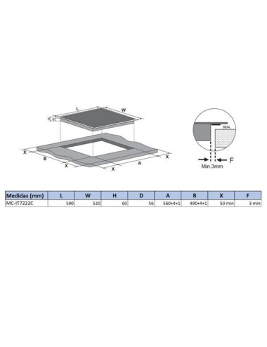 Midea Encimera Inducción MCIT7222C 3 Zonas Flex 60cm Midea - 1