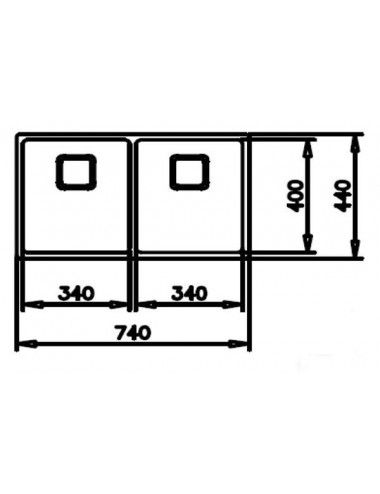Teka Flex Linea RS15 2C 740 Lavabo sobre-encimera Rectangular Acero inoxidable