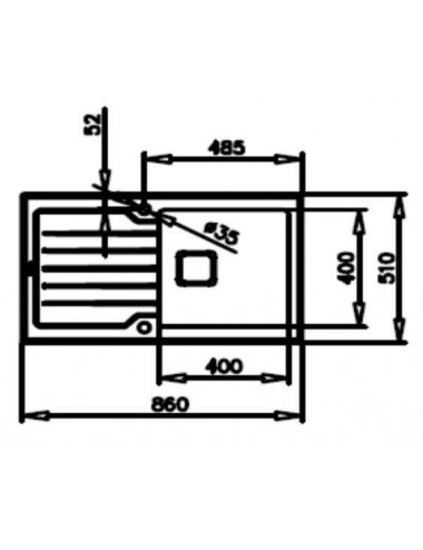 Teka Diamond RS15 1C 1E 86 Lavabo sobre-encimera Rectangular Acero inoxidable vidrio