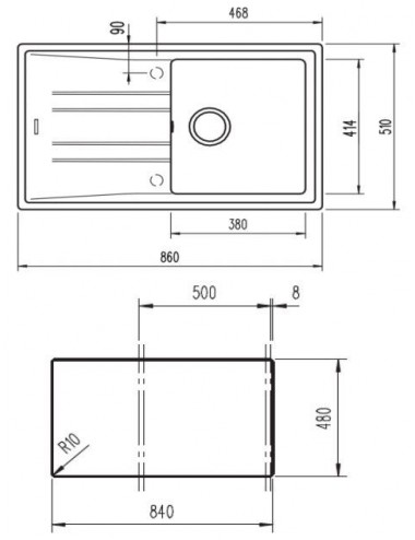 Teka Stone 50 B-TG 1C 1E Fregadero empotrado Rectangular