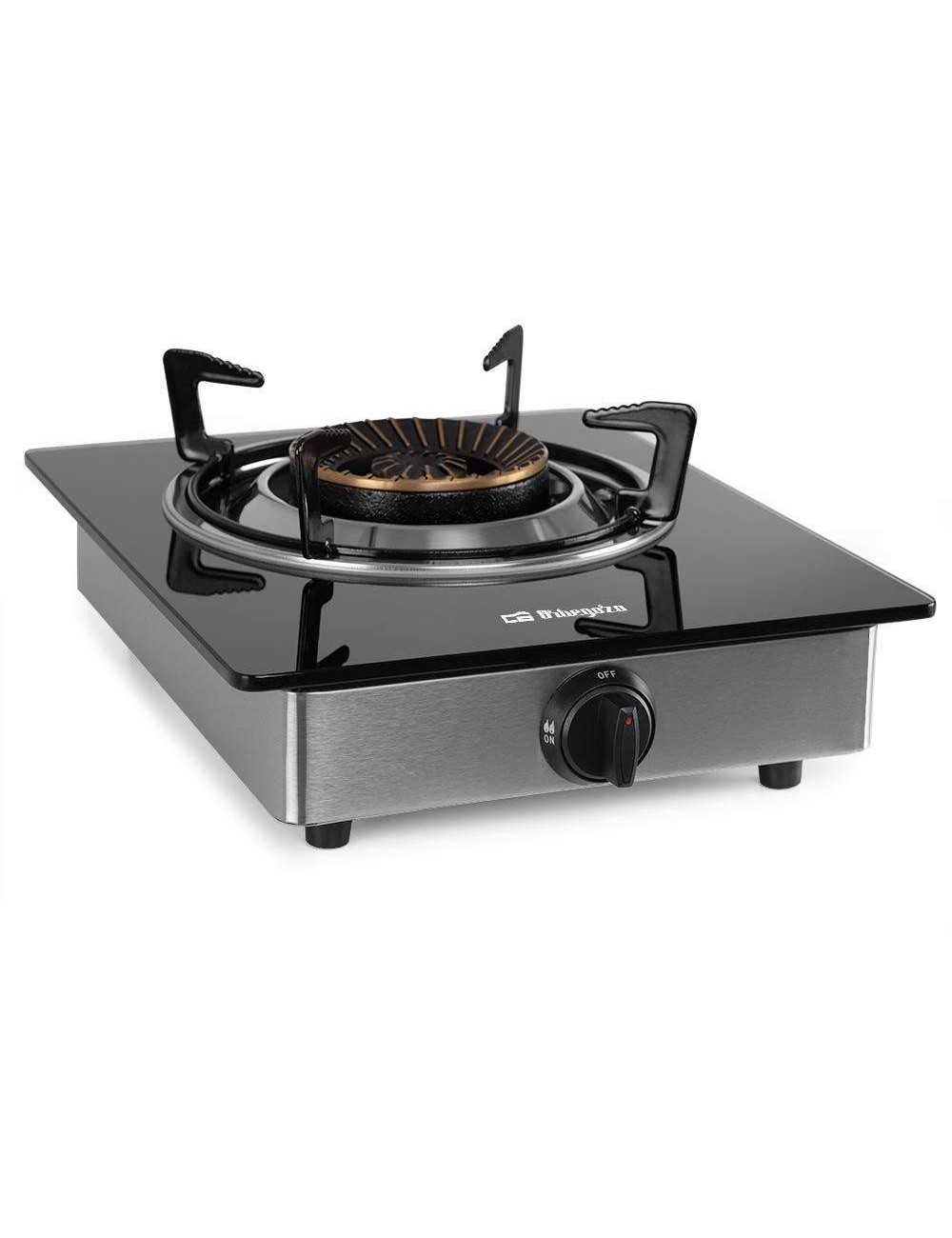 Orbegozo Hornillo Gas FO1720 1 Fuego Inox 30x39cm Gas Butano Cristal Templado Negro Orbegozo - 1