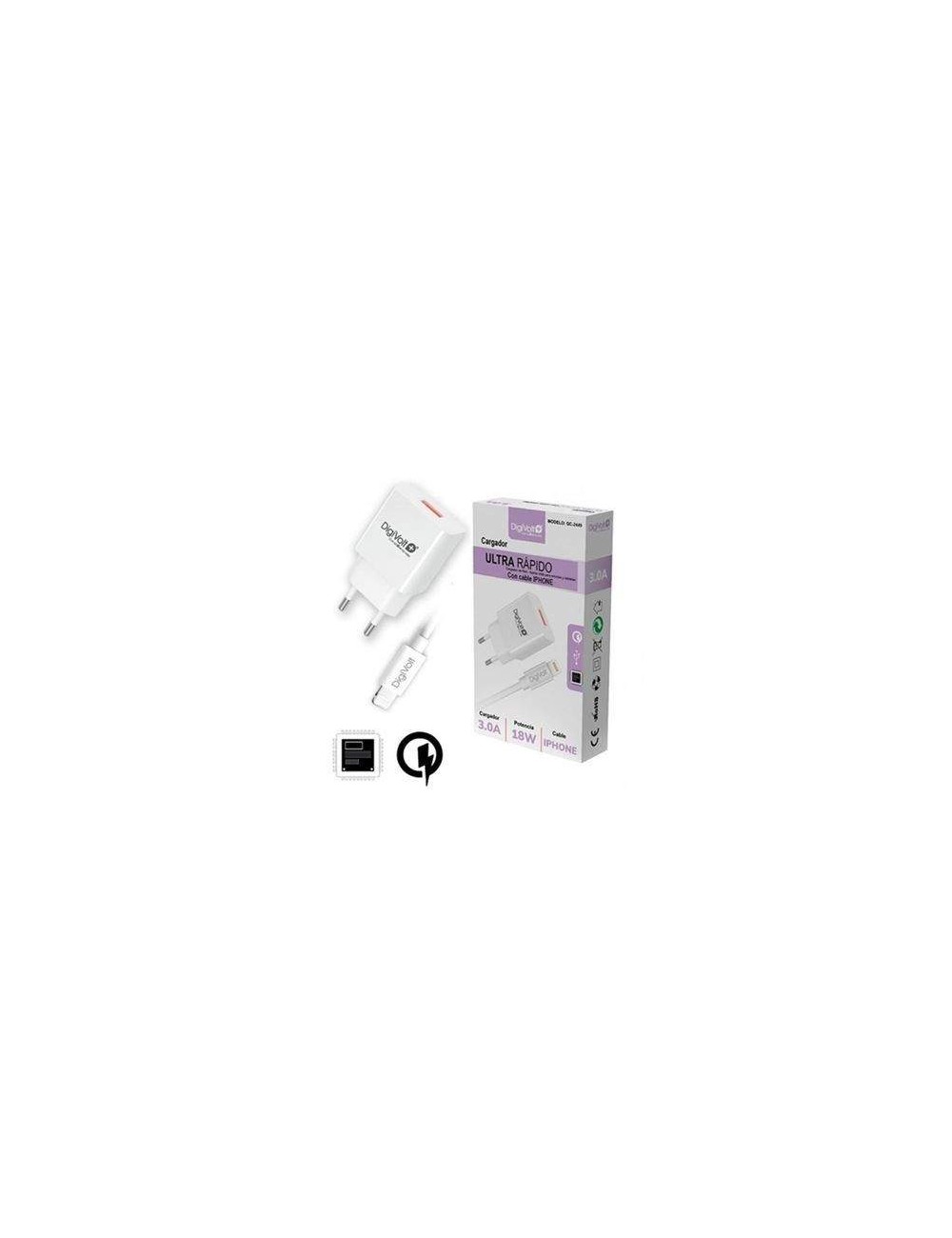 DIGIVOLT CARGADOR USB QC-2449 ULTRA RAPIDO PARA IPHONE 3A 18w Digivolt - 1
