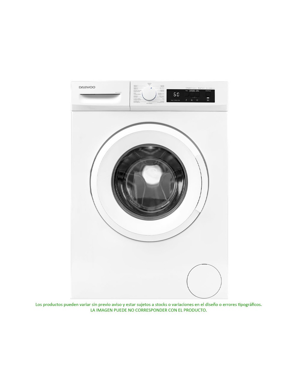 Daewoo Lavador Carga Frontal WM610T0WU0ES 6Kg 1000 Rpm Clase D