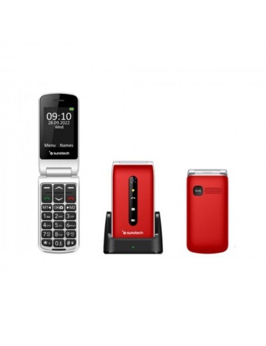 Sunstech Teléfono Móvil CELT18RD 2,4" Flip Senior Rojo