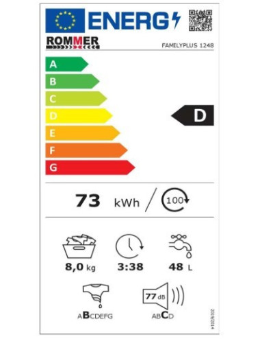 ROMMER LAVADORA FAMILY-1248 PLUS FRO/8KG/1200 RPM CLASE D