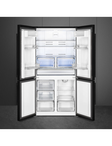 SMEG FRIGORIFICO AMERICANO FQ-60NDE NEGRO 4 PUERTAS N.F. CLASE E SMEG FRIGORIFICO AMERICANO FQ-60NDE NEGRO 4 PUERTAS N.F. CLASE E