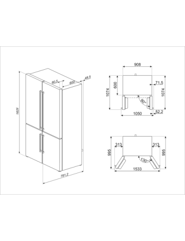 SMEG FRIGORIFICO AMERICANO FQ-60NDE NEGRO 4 PUERTAS N.F. CLASE E SMEG FRIGORIFICO AMERICANO FQ-60NDE NEGRO 4 PUERTAS N.F. CLASE E