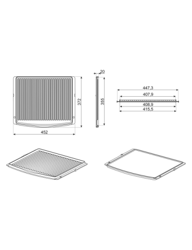 Smeg Accesorio BBQ Pan Stands BBQ Doble Cara Inox