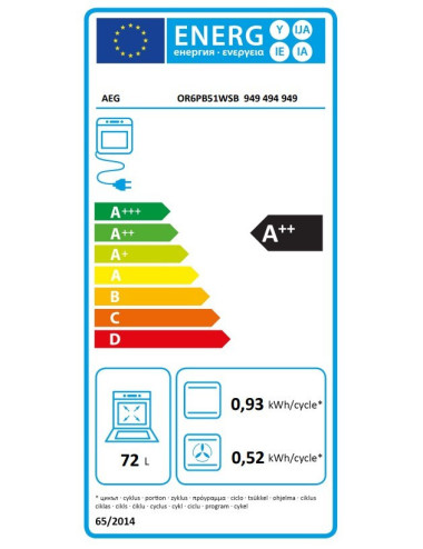 Horno AEG OR6PB51WSB SteamCrisp Negro 72L Pirolítico Clase A++