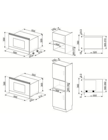 Smeg Microondas Integrable MP722AO Cortina Anthracite 23 L Microondas+Grill LED
