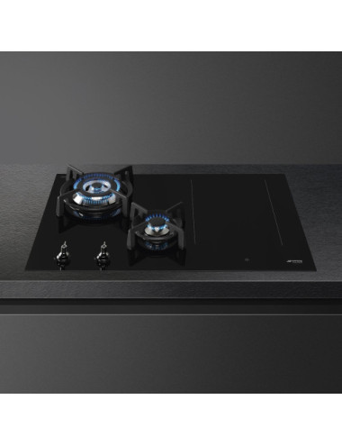 Smeg Placa de Cocina PM3743D Mixta Inox/Negro 75 cm MultiZone Clase A