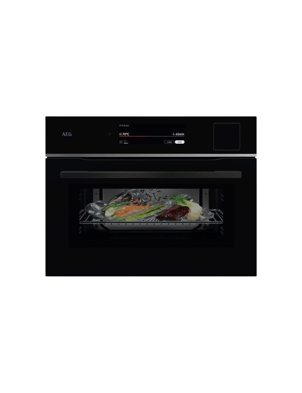 AEG Horno Compacto TP9SK821B Vapor ProAssist SteamPro Display CookSmart Touch+ 7,8″ WiFi Cristal Negro 45 L Clase A+
