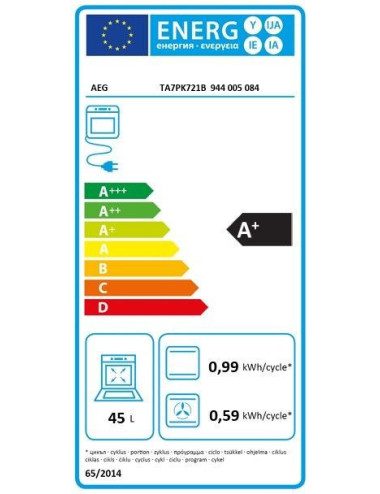 AEG Horno TA7PK721B Multifuncion Cristal Negro 45L Pirolítico WiFi Clase A+