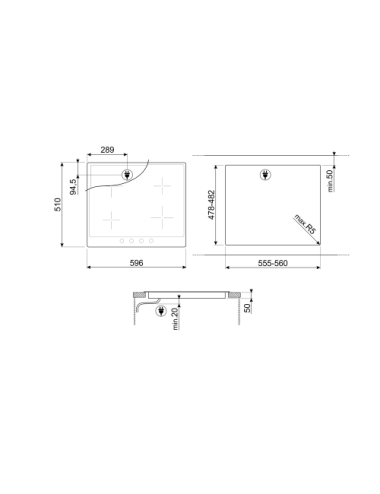 Smeg Encimera Vitrocerámica SI964PM 4 Zonas Táctil Negra 59cm Power Booster