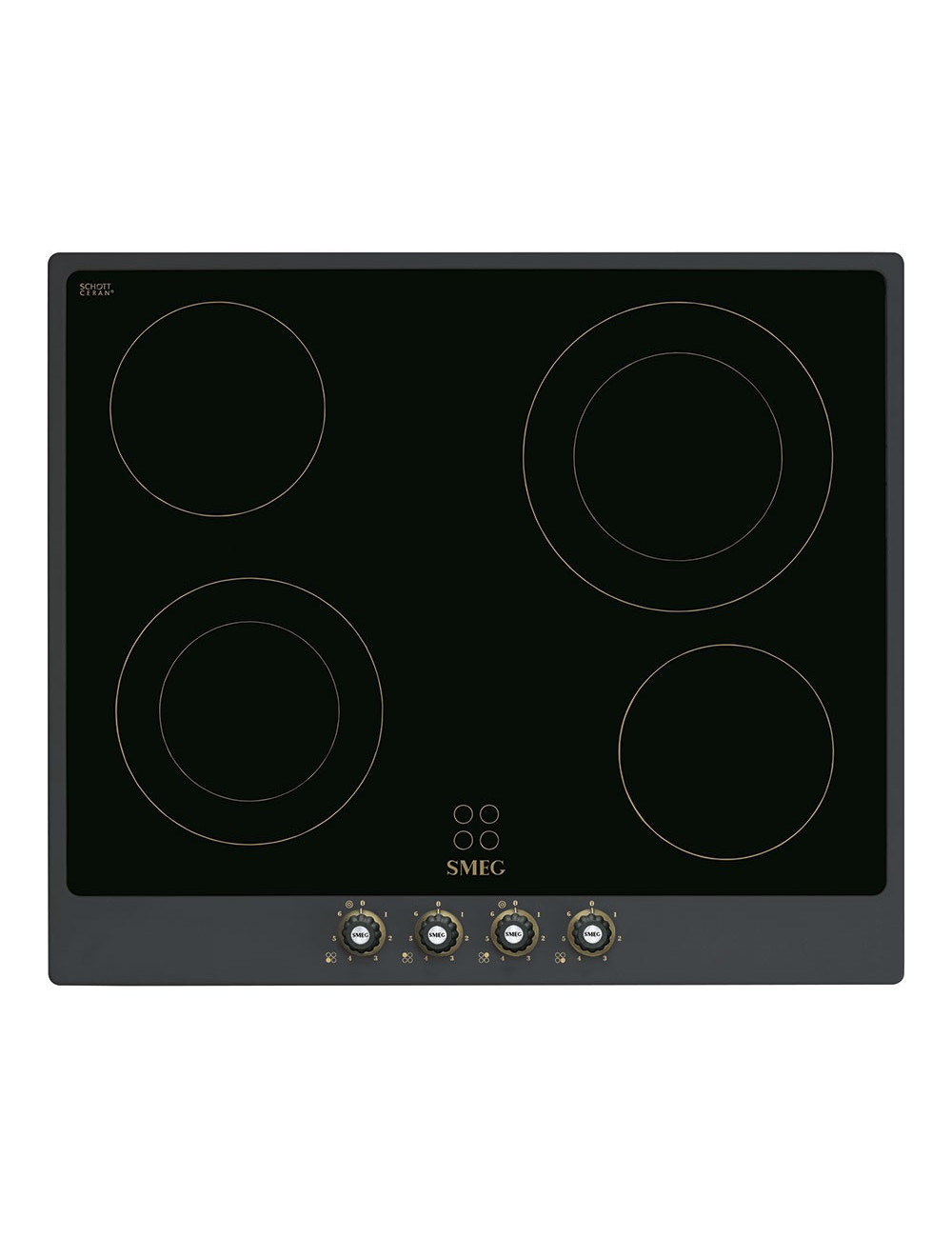 Smeg Encimera P864AO Cerámico Coloniale Antracita 60 cm 4 Zonas Mandos