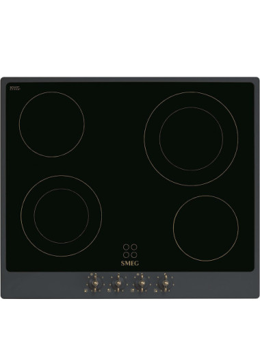 Smeg Encimera P864AO Cerámico Coloniale Antracita 60 cm 4 Zonas Mandos