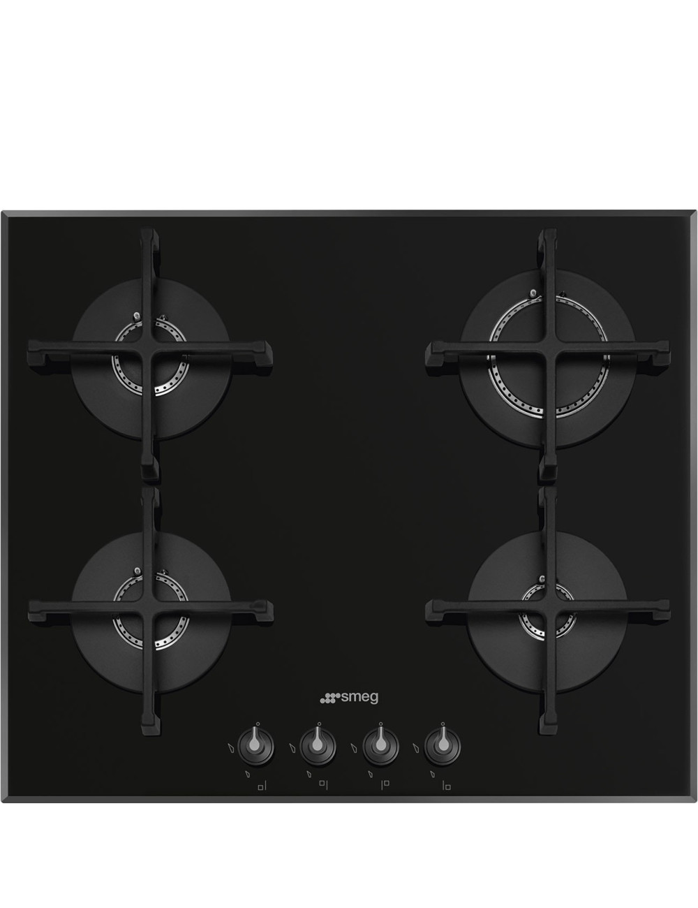 Smeg Encimera Gas PV164B3 60cm Cristal Negro 4 Zonas