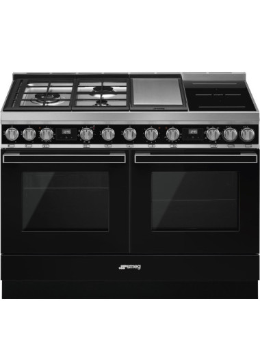Smeg Cocina CPF120IGMPBL Mixta Portofino 120 cm 2 Hornos Vapor‑Pirolítico Negra A+/A