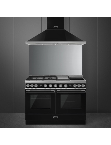 Smeg Cocina CPF120IGMPBL Mixta Portofino 120 cm 2 Hornos Vapor‑Pirolítico Negra A+/A