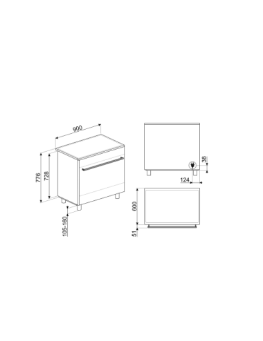 Smeg Cocina BG91IX2 Gas Inox 90cm 5 Zonas Horno Eléctrico 115L Clase A