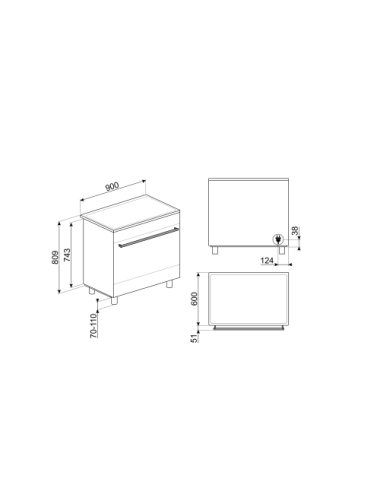 Smeg Cocina Independiente C9IMN2 Inducción 90x60 cm Termoventilado Clase A