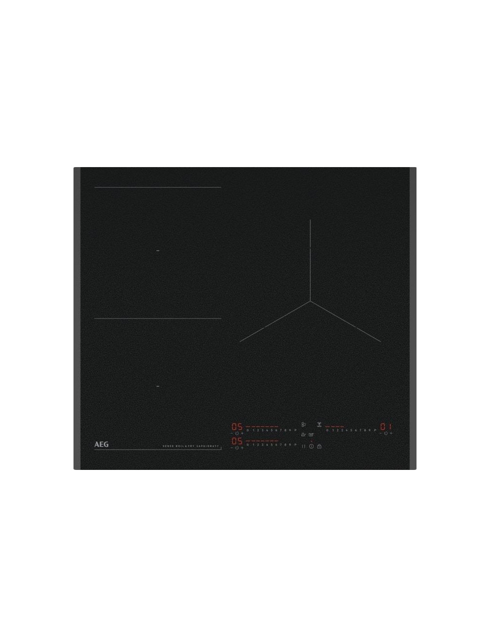 AEG Placa Inducción TI63IQ30FZ SaphirMatt Serie 8000 Sense Boil&Fry 60 cm 3 Zonas Puente Hob2Hood Negro Mate