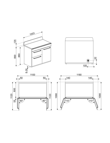 Smeg Cooker Victoria TR103IGR2 Inducción 100×60 cm Slate Grey 3 Hornos Vapor Clean Clase A/B