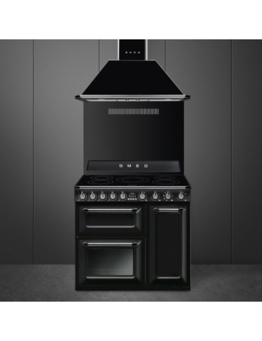 Smeg Cocina TR93IBL2 Victoria 90cm Inducción 5 Zonas Negro Horno Multifunción 61L + Horno Estático 61L Clase A