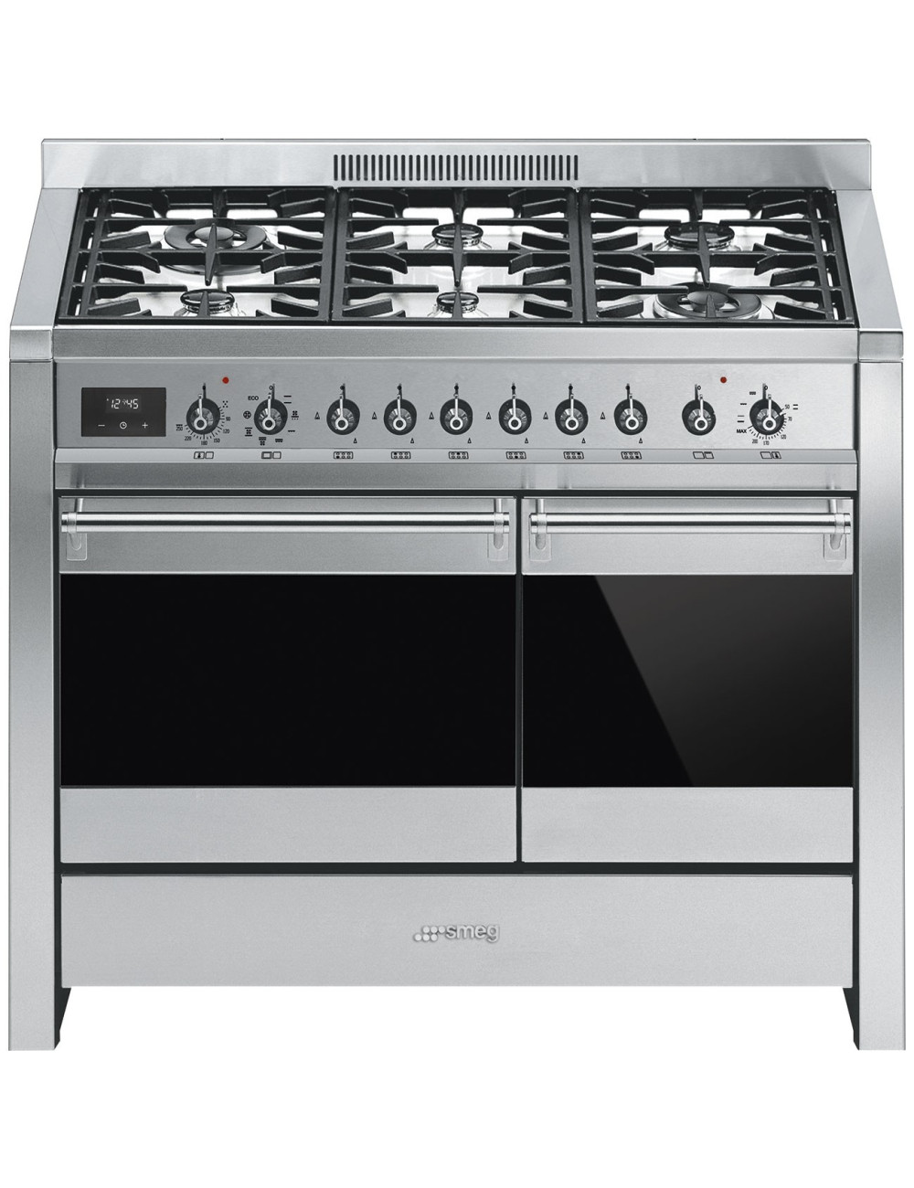 Smeg Cocina A2-81 Gas Natural 100x60 cm Acero Inoxidable 6 Fuegos 2 Hornos Eléctricos Clase A