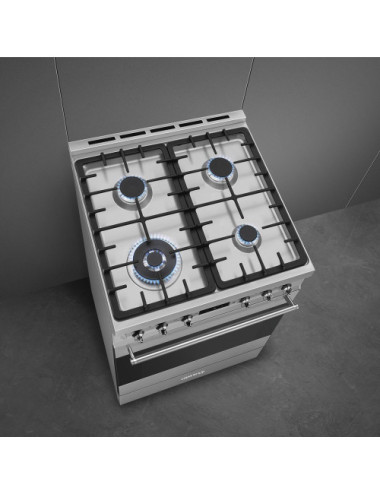 Smeg Cocina Concert C6GMX2 Gas 5 Fuegos Horno Multifunción Inox 70L Clase A