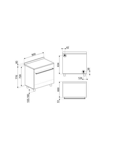 Smeg Cocina CO96GMA9 Gas 6 Fuegos Horno Eléctrico Multifunción 90cm Antracita Estética Coloniale