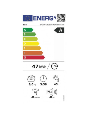 BEKO LAVADORA BM3WFT3821WB FRO/8KG/1200 RPM CLASE A EnergySpin