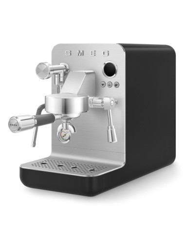 Smeg Máquina Café Espresso Manual MiniPro EMC02BLMEU Inox/Negro 1,7 L 15 bar Triple Thermoblock