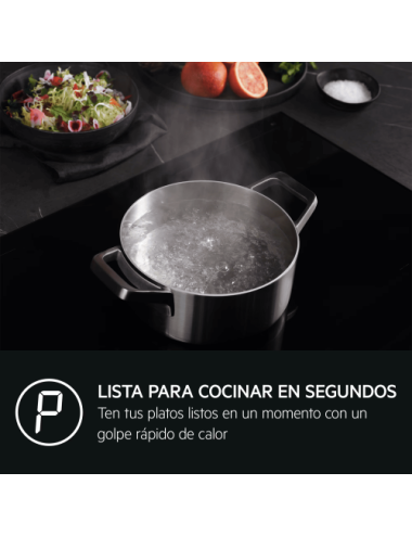 AEG Placa de Inducción Serie 6000 Flex TO74IB00FB 70 cm 4 Zonas Bridge Hob2Hood Negra 7200 W