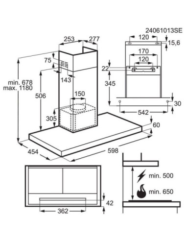 AEG Campana Extractora GB67D61HL 60 cm Integrable 600 m³/h LED Clase A+