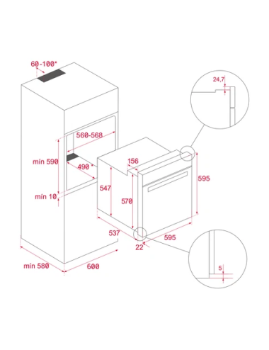 Teka Horno NEO HSB 6150 FBK Multifunción 70L HydroClean ECO Inox Clase A+