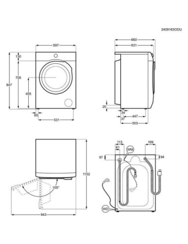 AEG Lavadora Secadora LWR7304L4B Serie 7000 ProSteam® 11kg Libre Instalación