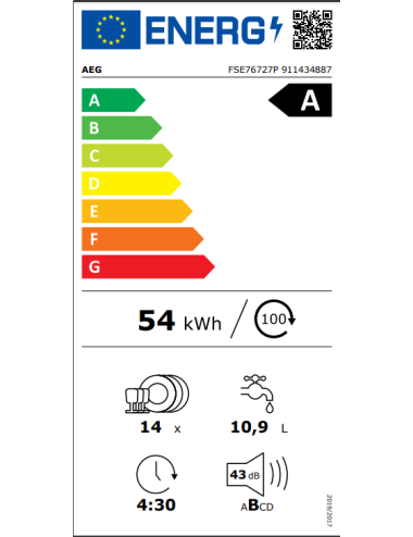 AEG Lavavajillas Integrable Serie 7000 GlassCare 60 cm 14 Cubiertos Clase A