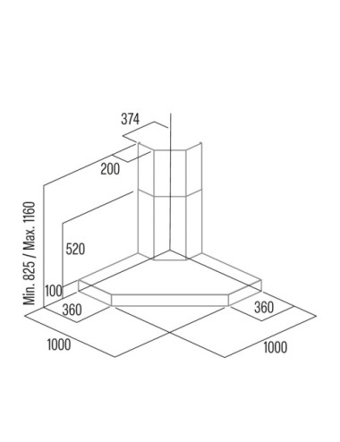 Cata Campana Angolo Box 1000 X /C Inox 100cm 800m³/h Clase A
