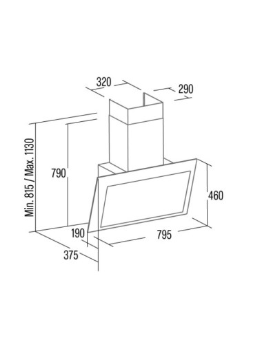 Cata Campana Thalassa Pro 800 GBK Cristal Negro 80cm 842m³/h A+++ Touch LED