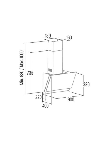 Cata Campana Juno+ 9000 GWH Cristal Blanco 90 cm 6 vel Turbo 562 m³/h A+