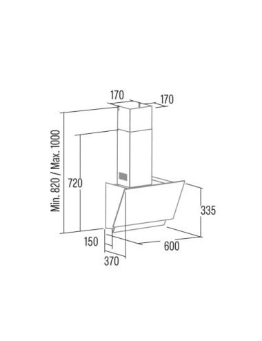 Cata Campana JUNO 6000 GBK 60 cm Cristal Negro 6 Velocidades 428 m³/h Clase A+